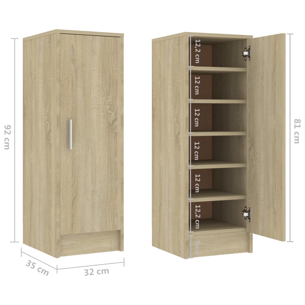 vidaXL Shoe Cabinet Black 32x35x92 cm Engineered Wood