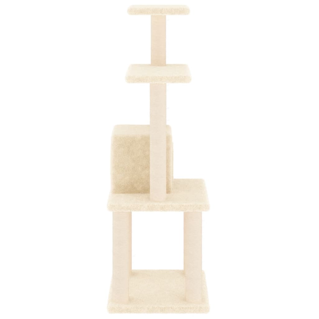 vidaXL Cat Tree with Sisal Scratching Posts Cream 105 cm