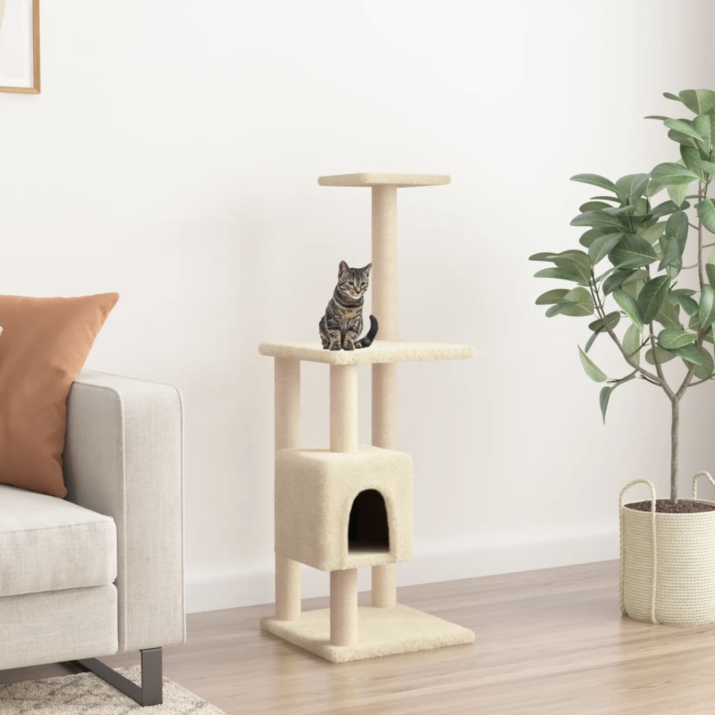 vidaXL Cat Tree with Sisal Scratching Posts Cream 60 cm