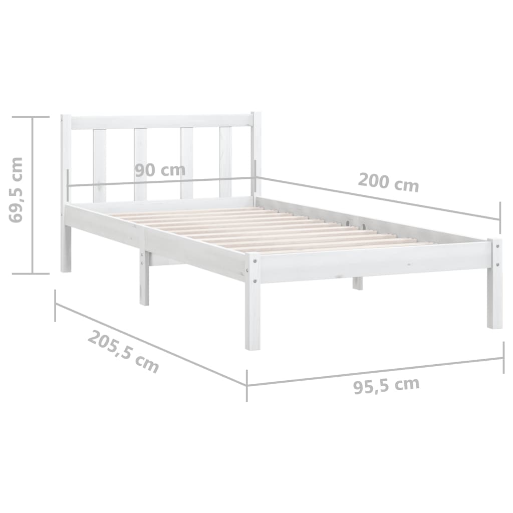 vidaXL 810071 vidaXL Bed Frame without Mattress Black Solid Wood 90x200 cm