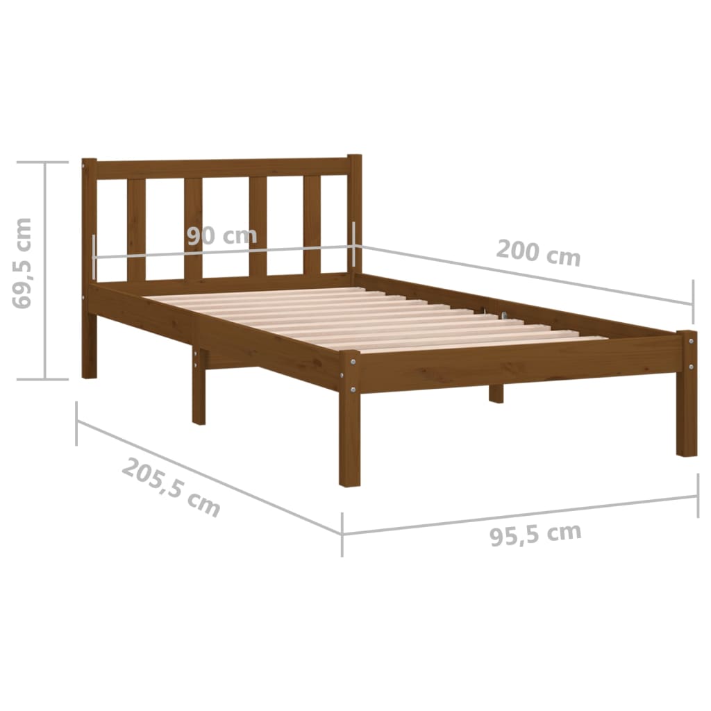 vidaXL 810071 vidaXL Bed Frame without Mattress Black Solid Wood 90x200 cm