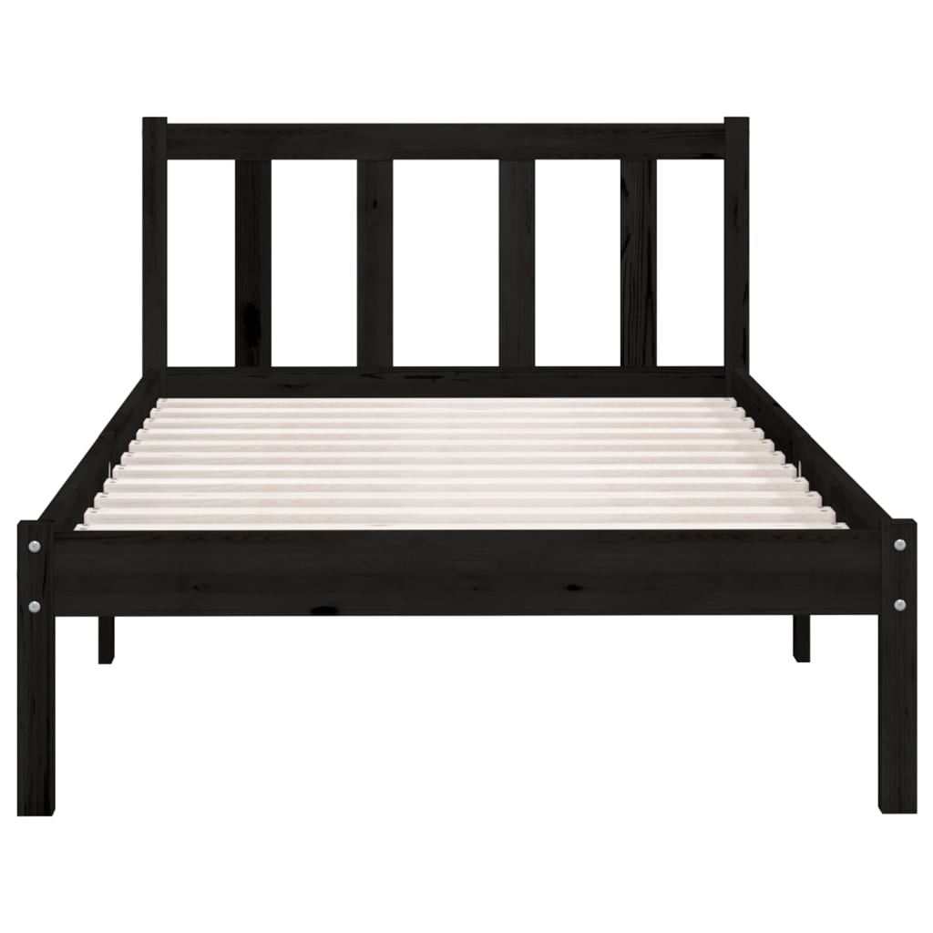 vidaXL 810071 vidaXL Bed Frame without Mattress Black Solid Wood 90x200 cm