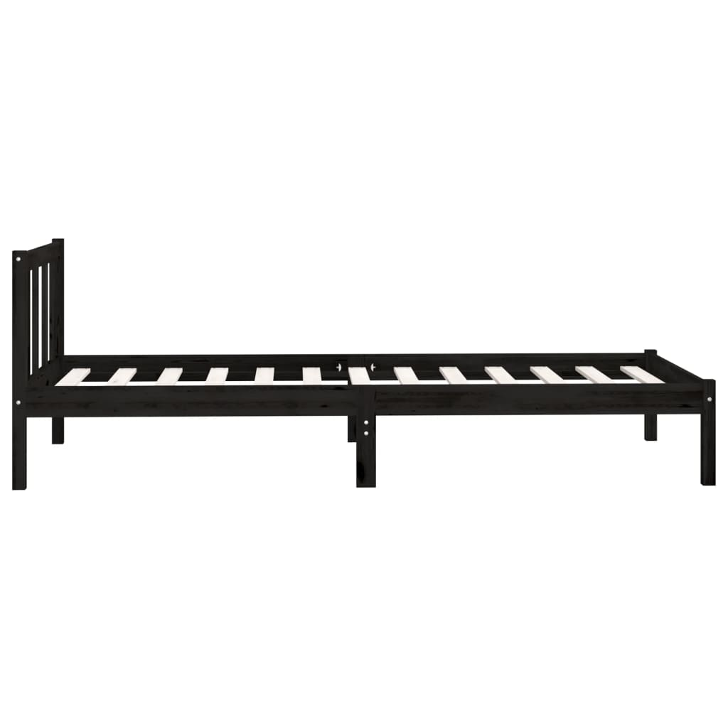 vidaXL 810071 vidaXL Bed Frame without Mattress Black Solid Wood 90x200 cm