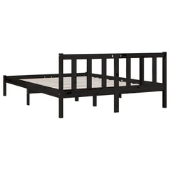 vidaXL 810086 vidaXL Bed Frame without Mattress Black Solid Wood 140x200 cm