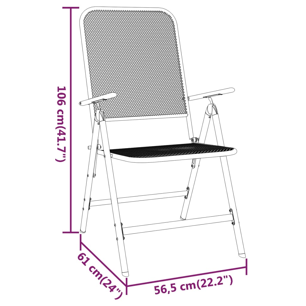 vidaXL Folding Garden Chairs 4 pcs Expanded Metal Mesh Anthracite