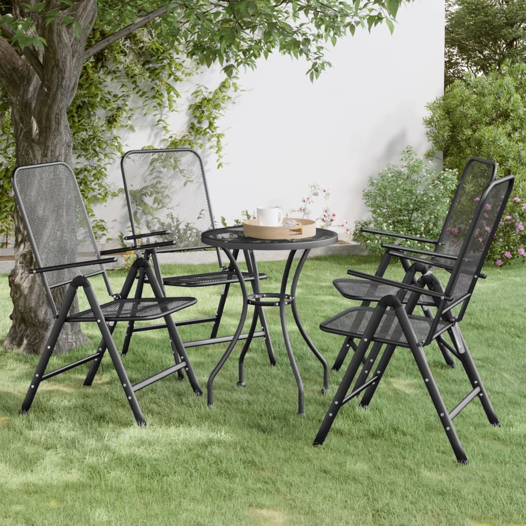 vidaXL Folding Garden Chairs 4 pcs Expanded Metal Mesh Anthracite