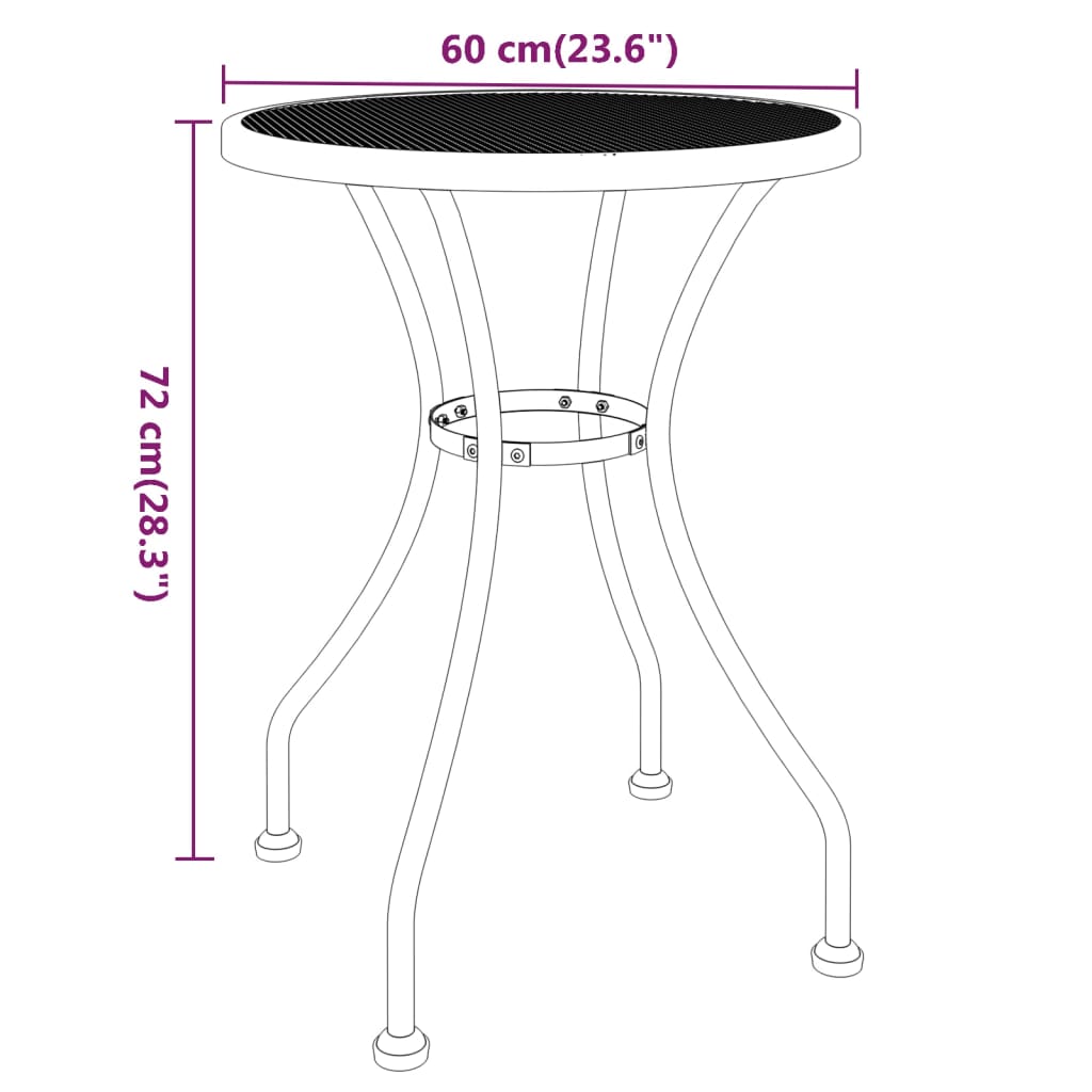 vidaXL Garden Table 80x80x72 cm Expanded Metal Mesh Anthracite