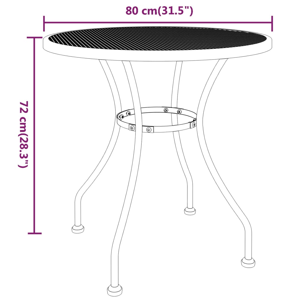 vidaXL Garden Table 80x80x72 cm Expanded Metal Mesh Anthracite