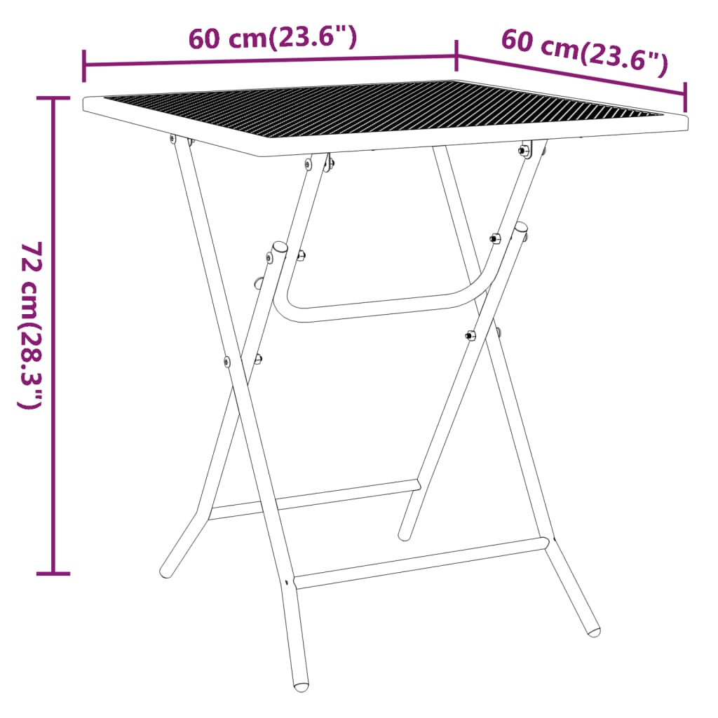 vidaXL Garden Table 80x80x72 cm Expanded Metal Mesh Anthracite