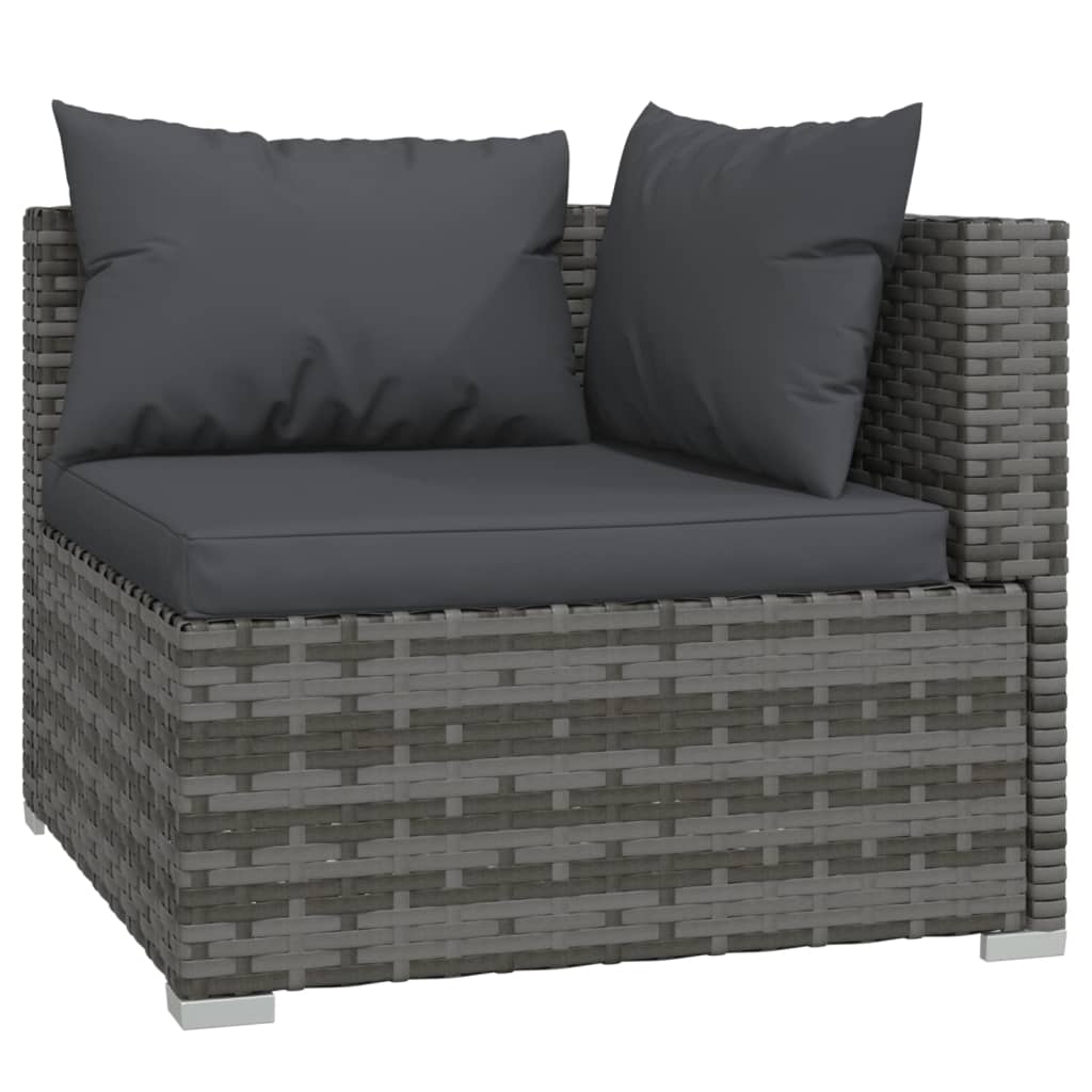 vidaXL 4 Piece Garden Lounge Set with Cushions Black Poly Rattan