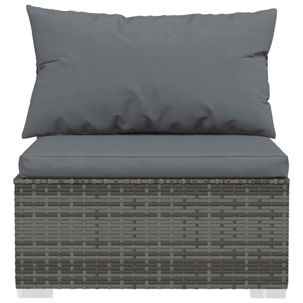 vidaXL 4-Seater Sofa with Cushions Grey Poly Rattan