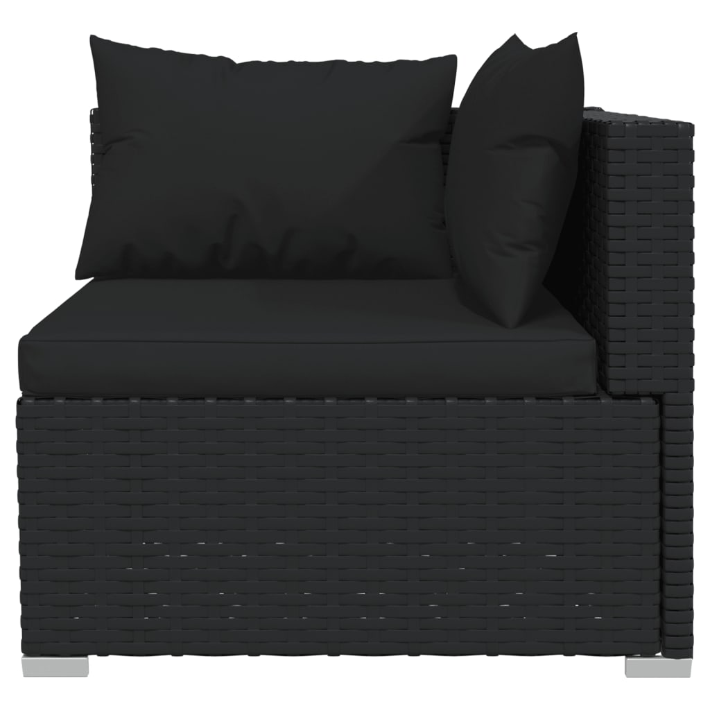 vidaXL 4 Piece Garden Lounge Set with Cushions Black Poly Rattan