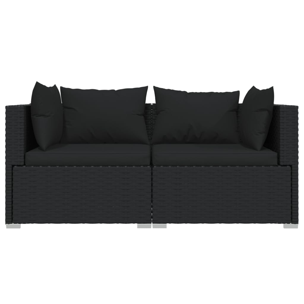 vidaXL 4 Piece Garden Lounge Set with Cushions Black Poly Rattan