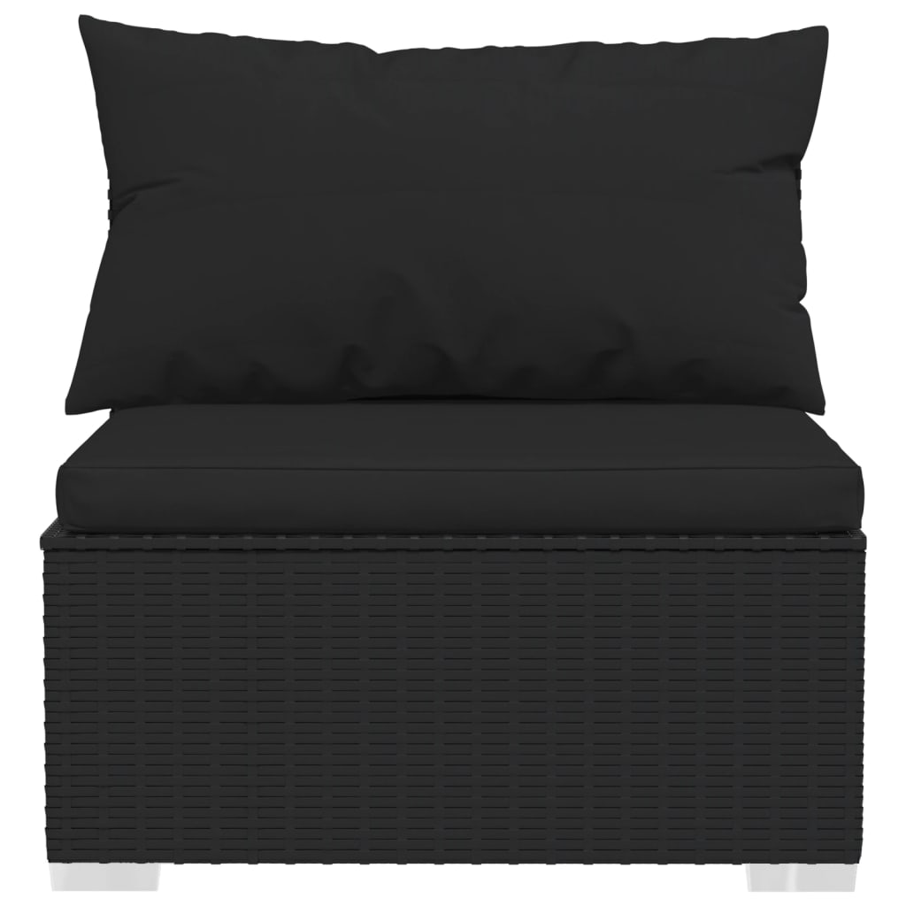 vidaXL 4-Seater Sofa with Cushions Grey Poly Rattan