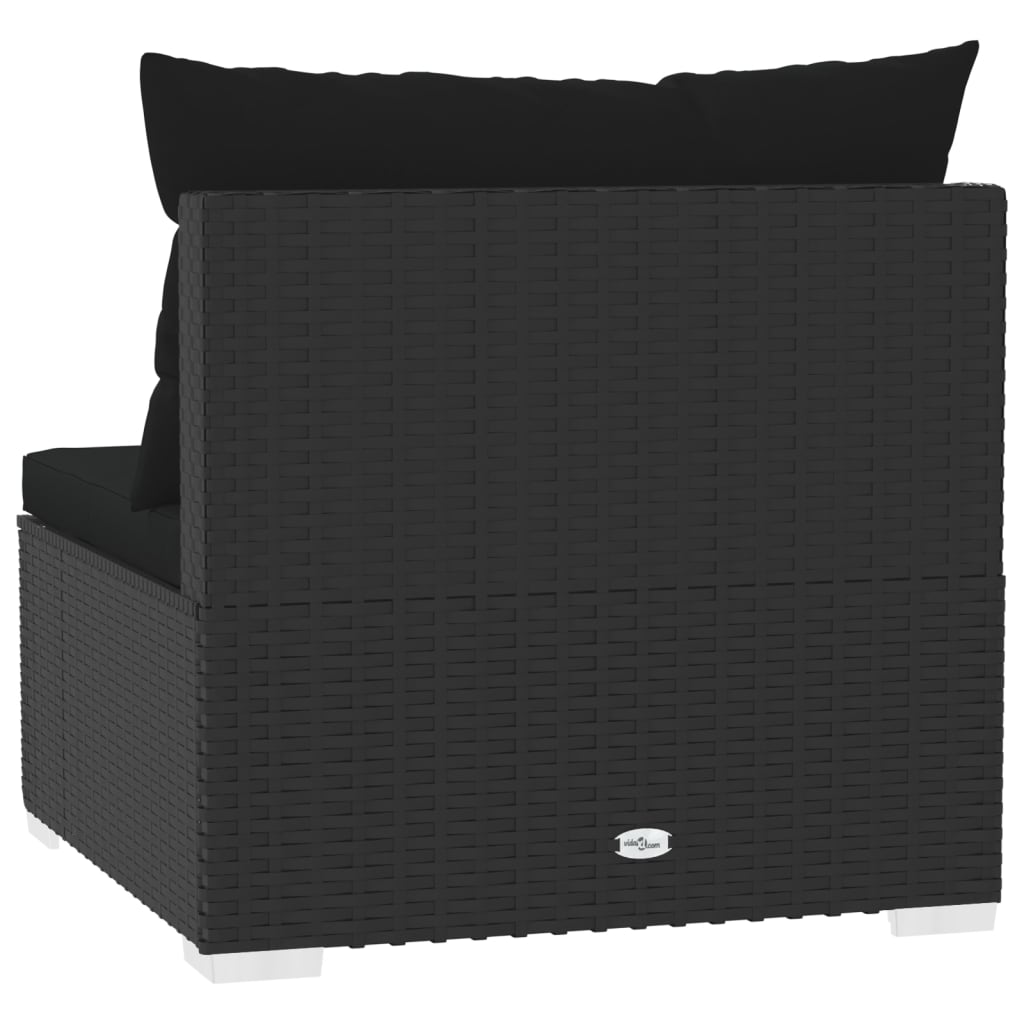vidaXL 4-Seater Sofa with Cushions Grey Poly Rattan