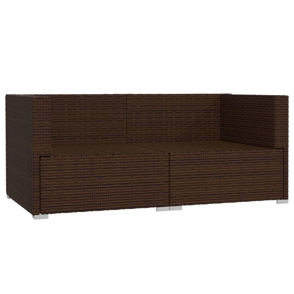 vidaXL 2-Seater Sofa with Cushions Brown Poly Rattan