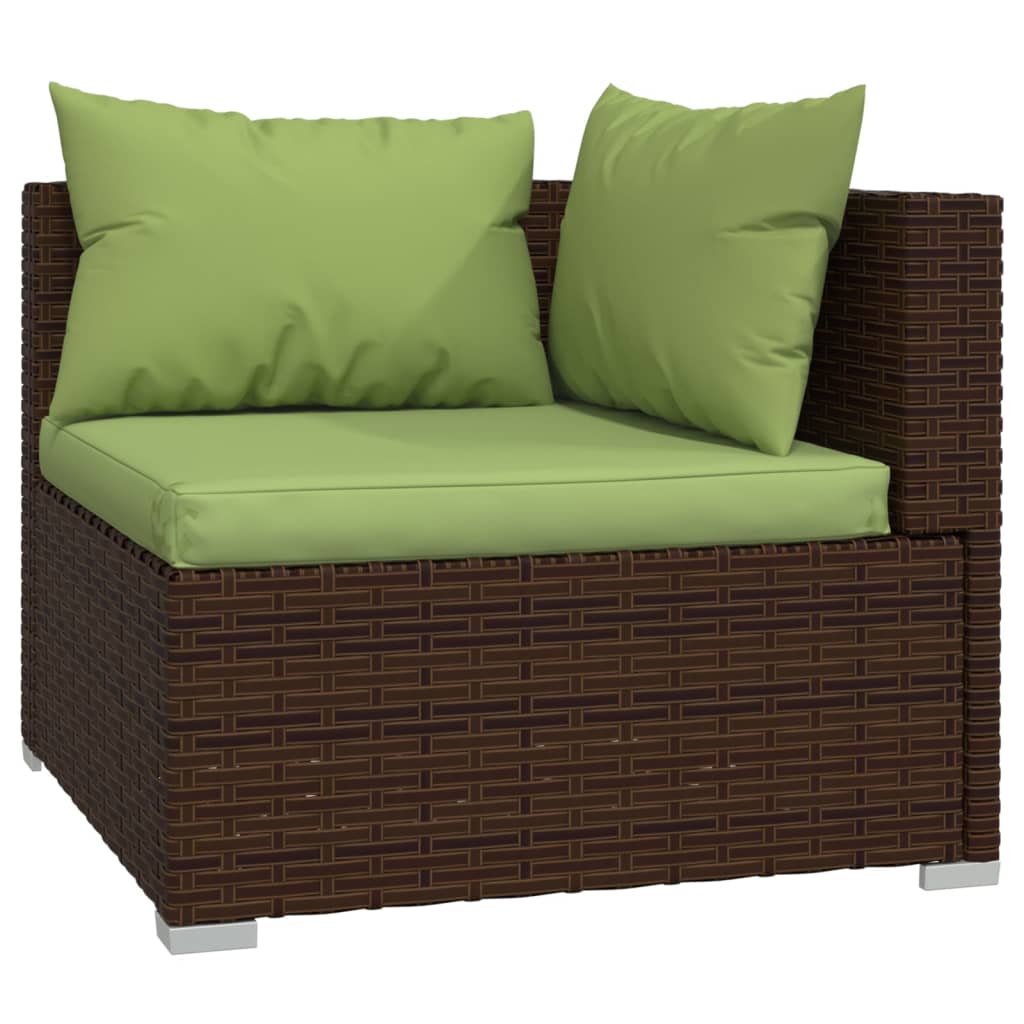 vidaXL 2-Seater Sofa with Cushions Brown Poly Rattan