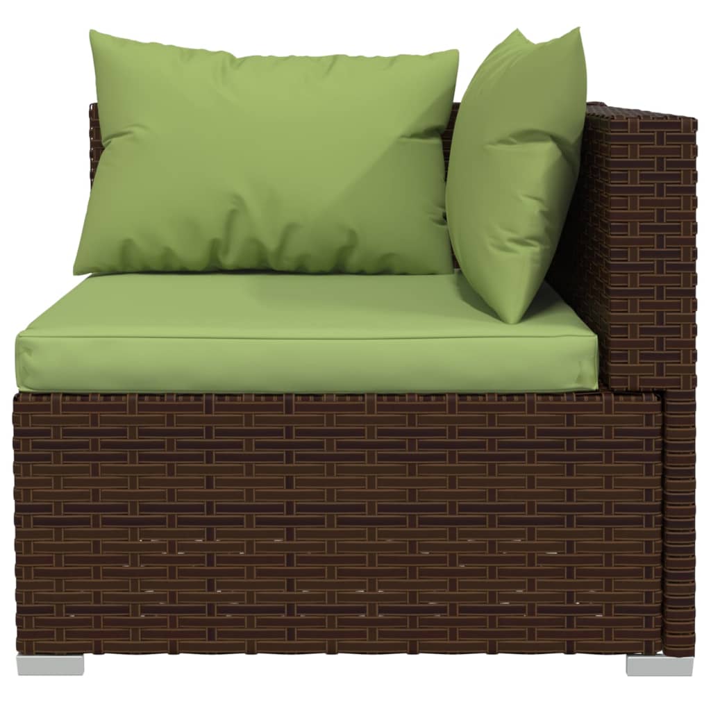 vidaXL 2-Seater Sofa with Cushions Brown Poly Rattan