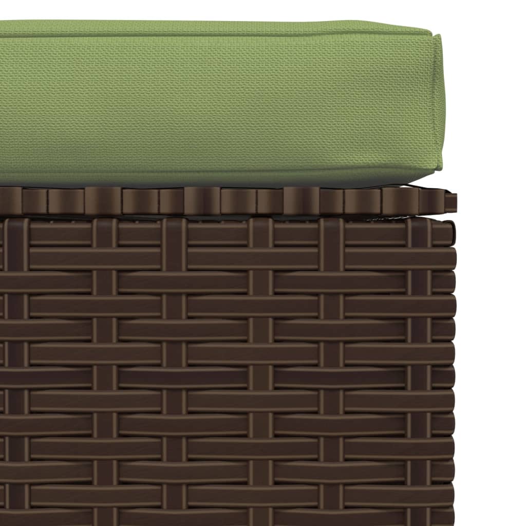 vidaXL Garden Footrest with Cushion Brown 70x70x30 cm Poly Rattan