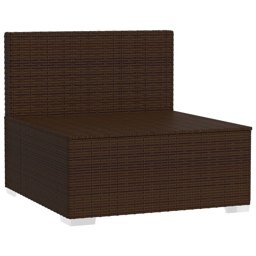 vidaXL 3-Seater Sofa with Cushions Brown Poly Rattan