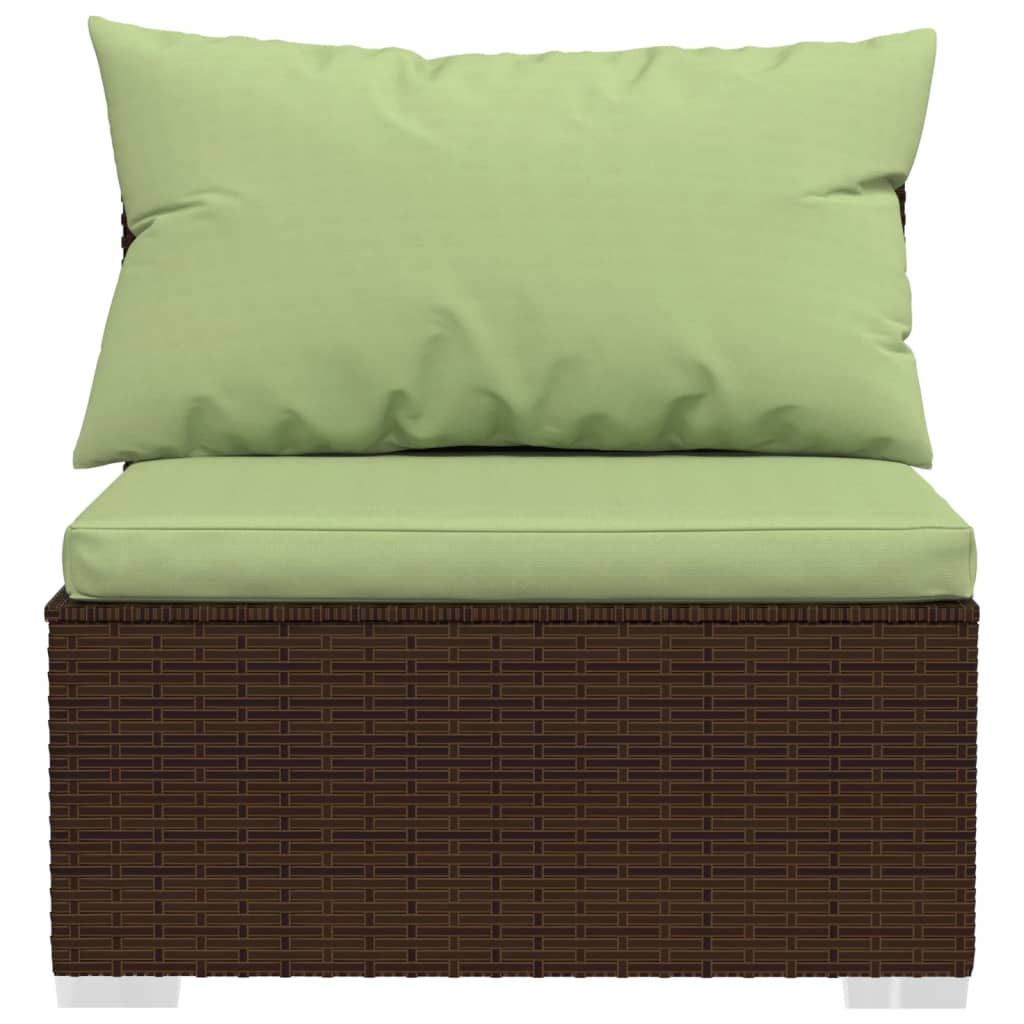 vidaXL 3-Seater Sofa with Cushions Brown Poly Rattan