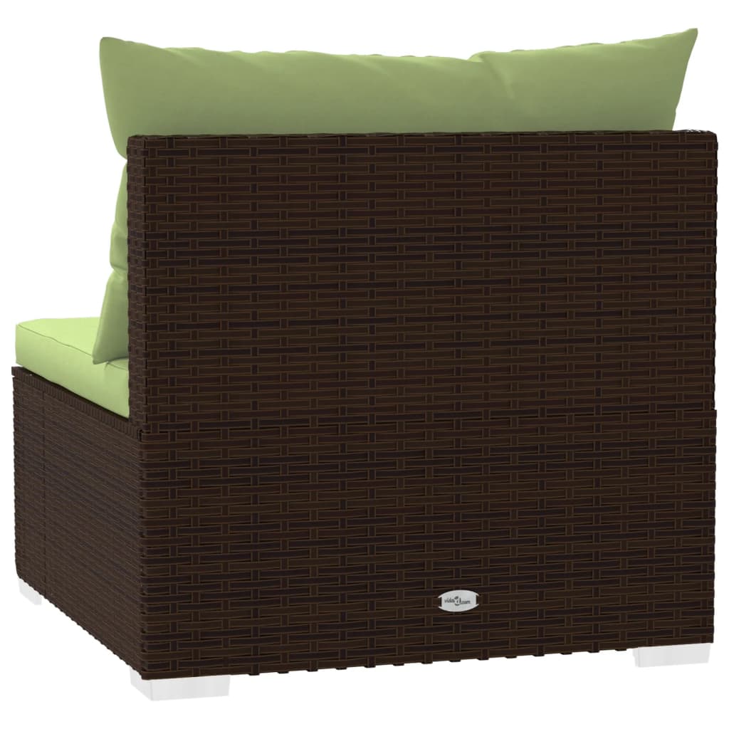 vidaXL 3-Seater Sofa with Cushions Brown Poly Rattan