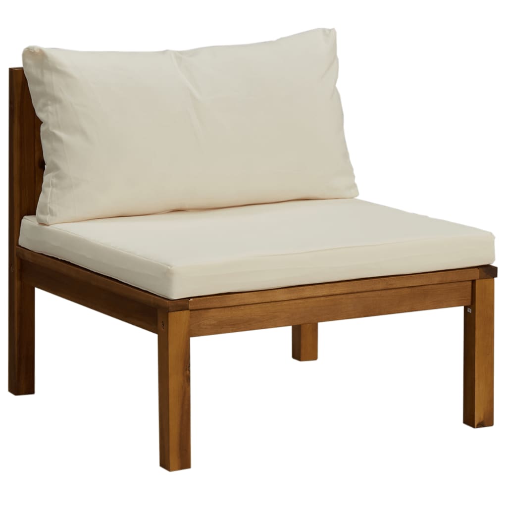 vidaXL 4-Seater Garden Sofa with Cream Cushion Solid Acacia Wood