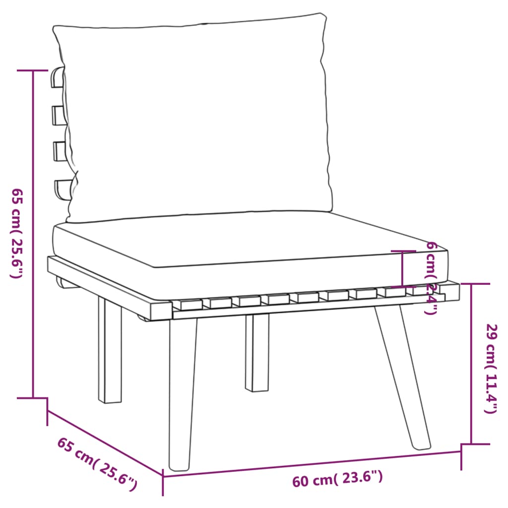 vidaXL 6 Piece Garden Lounge Set with Cushions Solid Acacia Wood