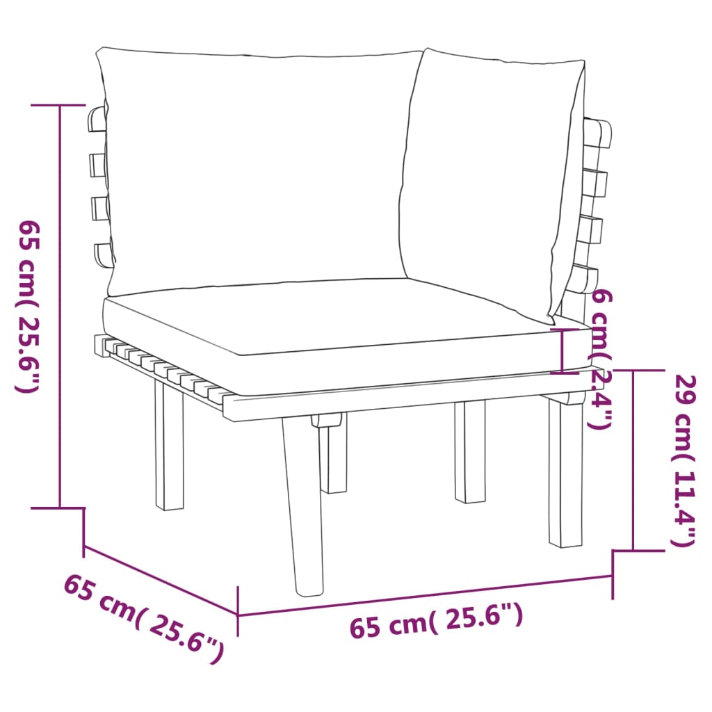 vidaXL 6 Piece Garden Lounge Set with Cushions Solid Acacia Wood