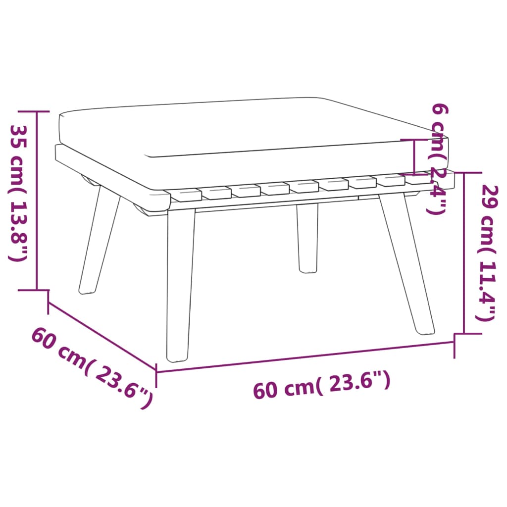 vidaXL 6 Piece Garden Lounge Set with Cushions Solid Acacia Wood