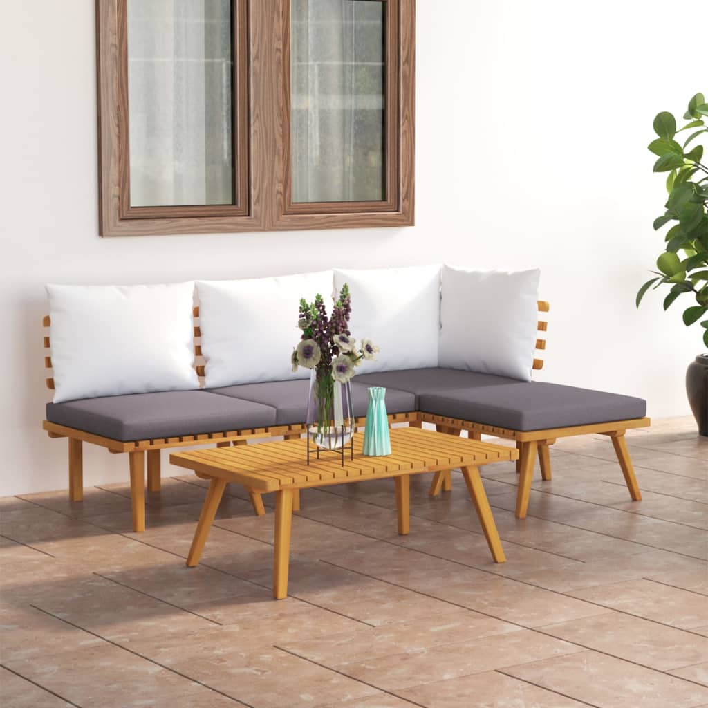 vidaXL 6 Piece Garden Lounge Set with Cushions Solid Acacia Wood