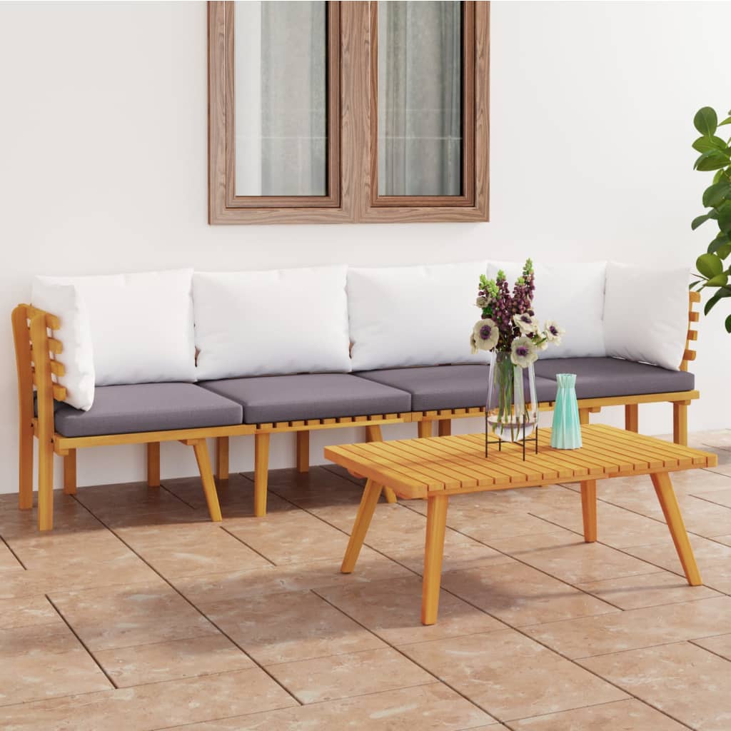 vidaXL 6 Piece Garden Lounge Set with Cushions Solid Acacia Wood