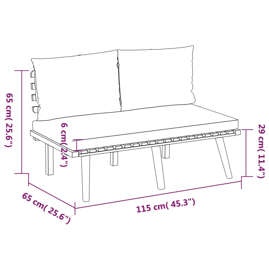 vidaXL 6 Piece Garden Lounge Set with Cushions Solid Acacia Wood
