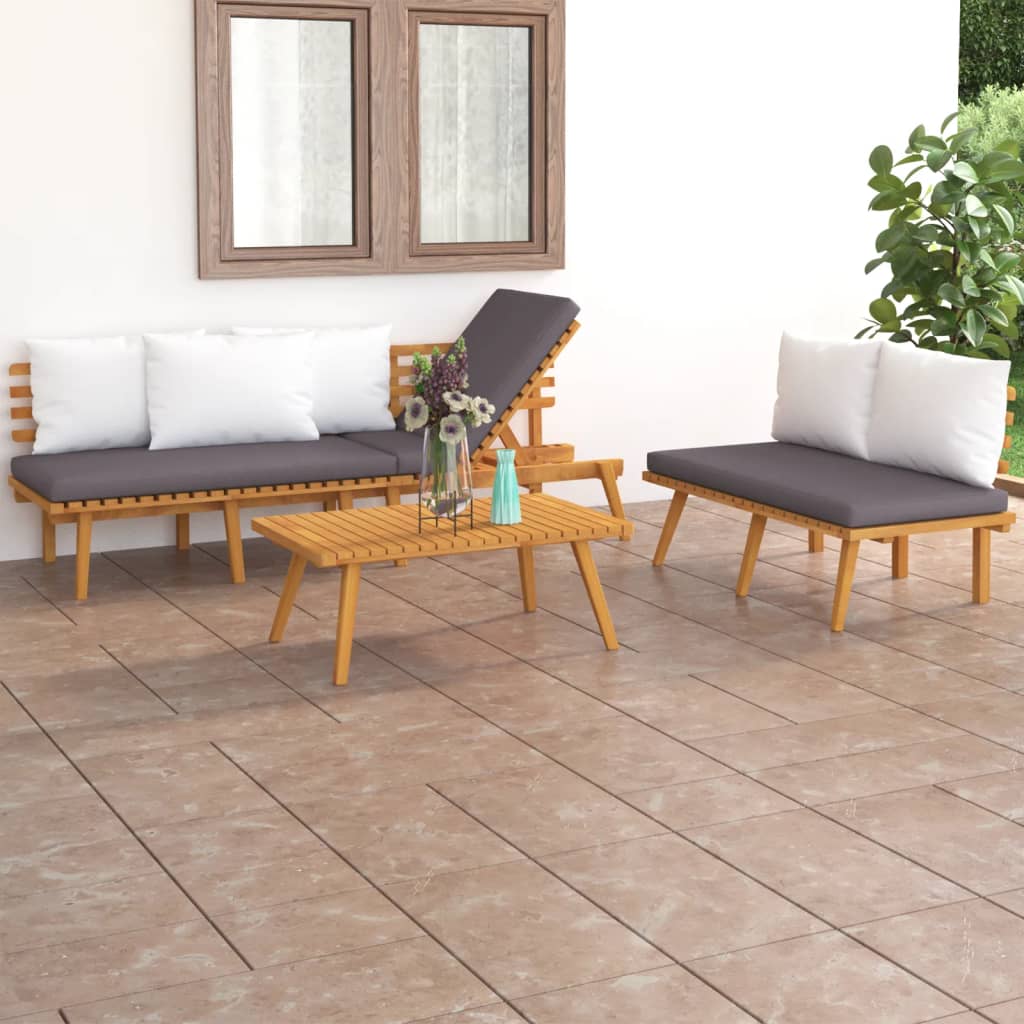 vidaXL 6 Piece Garden Lounge Set with Cushions Solid Acacia Wood