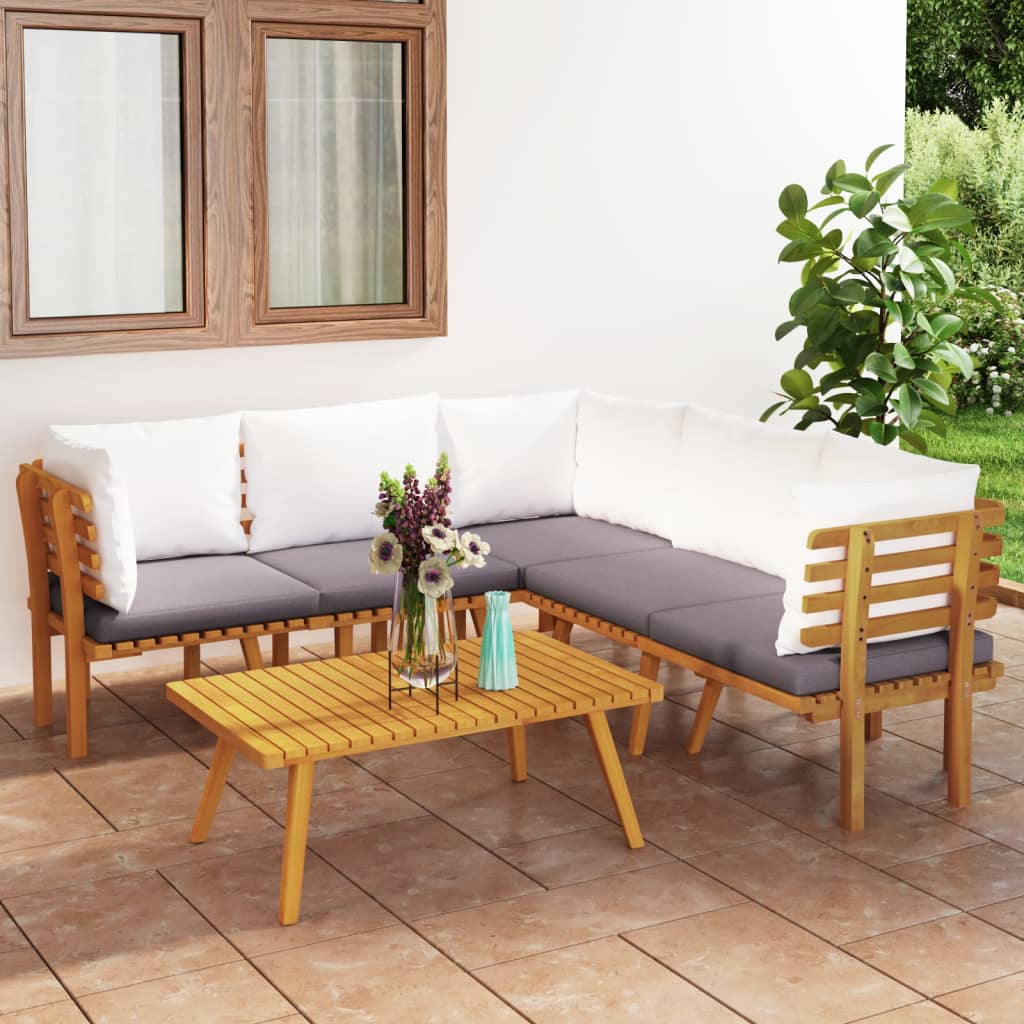 vidaXL 6 Piece Garden Lounge Set with Cushions Solid Acacia Wood