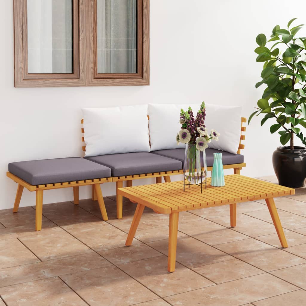 vidaXL 6 Piece Garden Lounge Set with Cushions Solid Acacia Wood