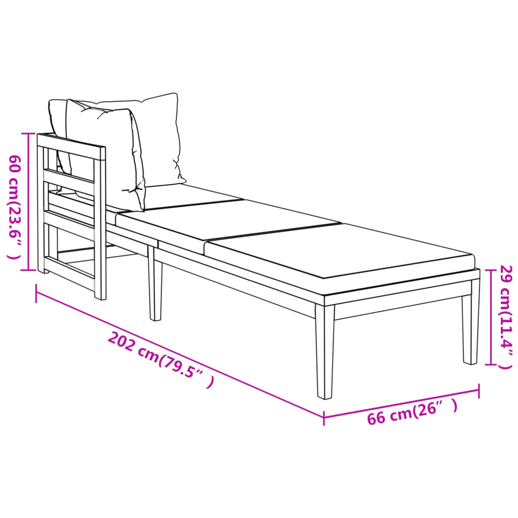 vidaXL 3 Piece Garden Lounge Set with Cream White Cushions Acacia Wood