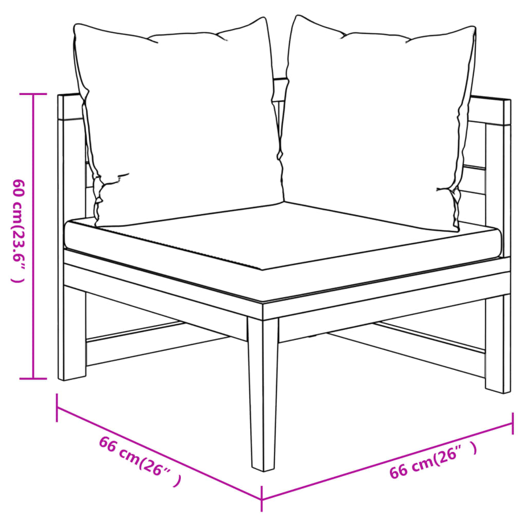 vidaXL 3 Piece Garden Lounge Set with Cream White Cushions Acacia Wood