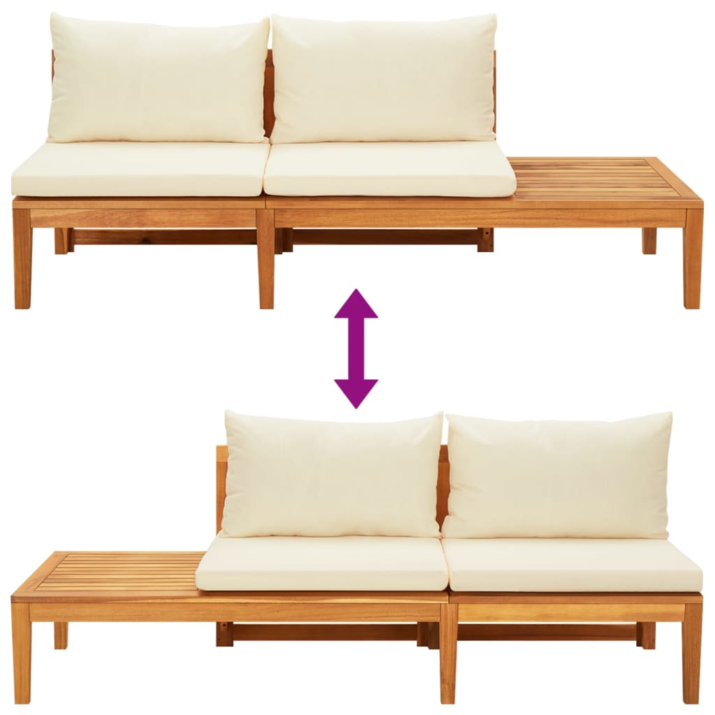 vidaXL Garden Benches with Dark Grey Cushions 2 pcs Acacia Wood