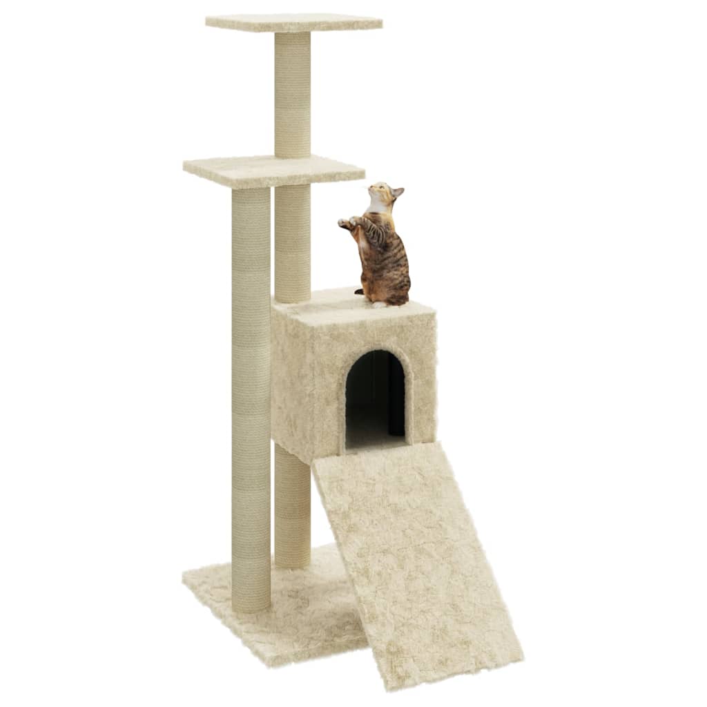 vidaXL Cat Tree with Sisal Scratching Posts Cream 92 cm