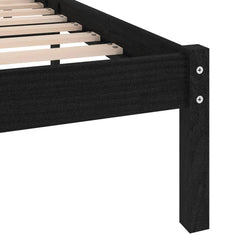 vidaXL 810021 vidaXL Bed Frame without Mattress Black Solid Wood 140x200 cm