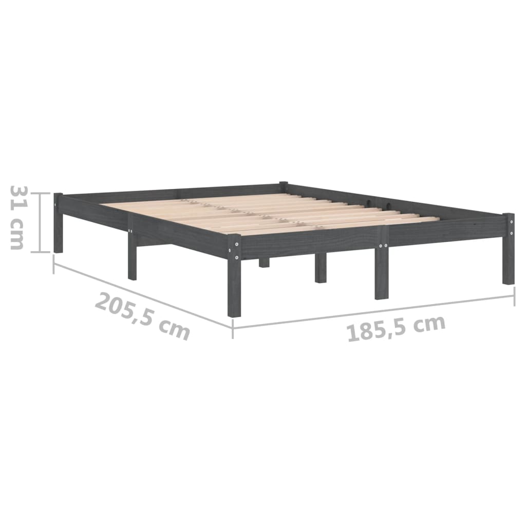 vidaXL Bed Frame without Mattress Black Solid Wood Super King Size