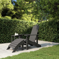 vidaXL Garden Adirondack Chair with Footstool HDPE White