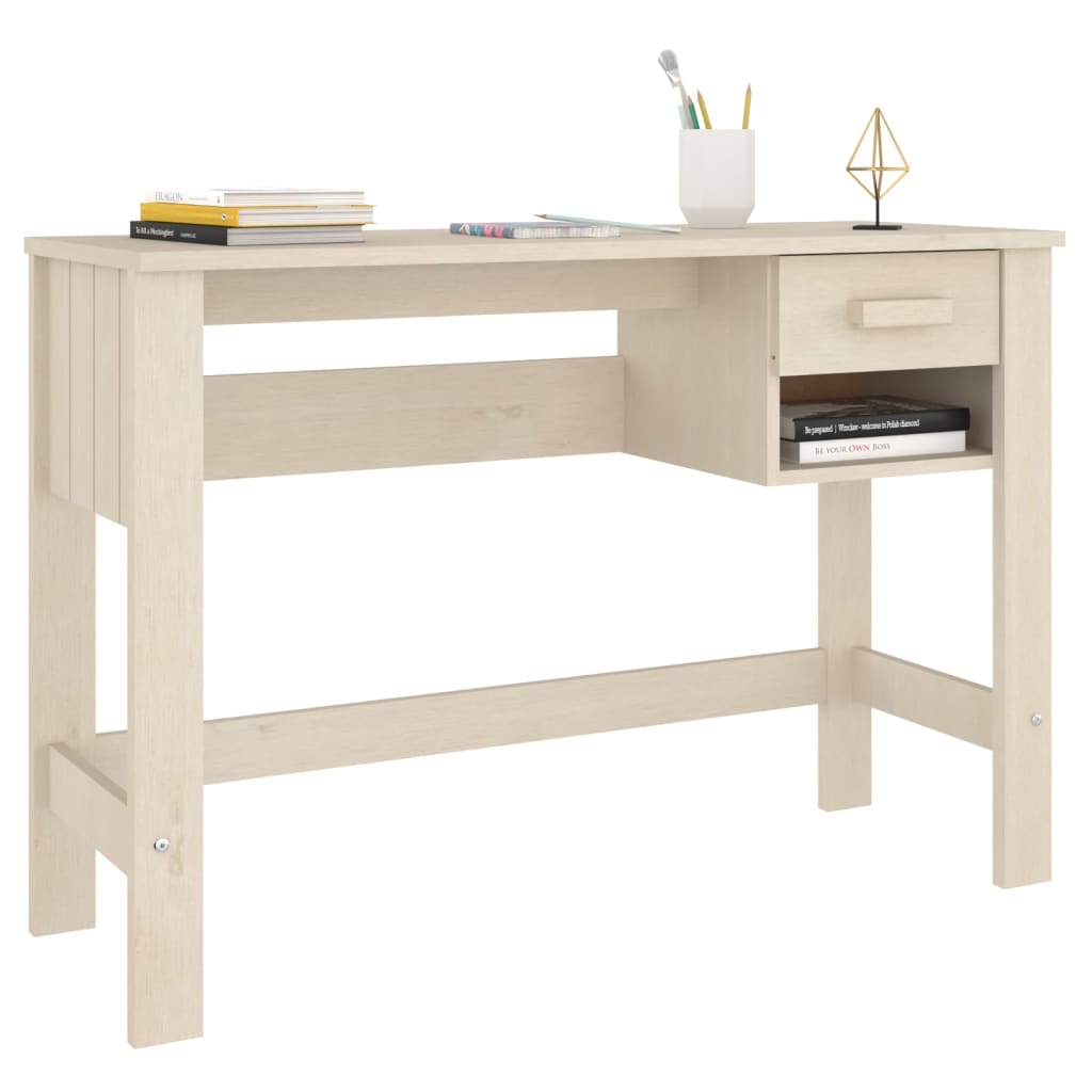 vidaXL Desk HAMAR Honey Brown 110x40x75 cm Solid Wood Pine