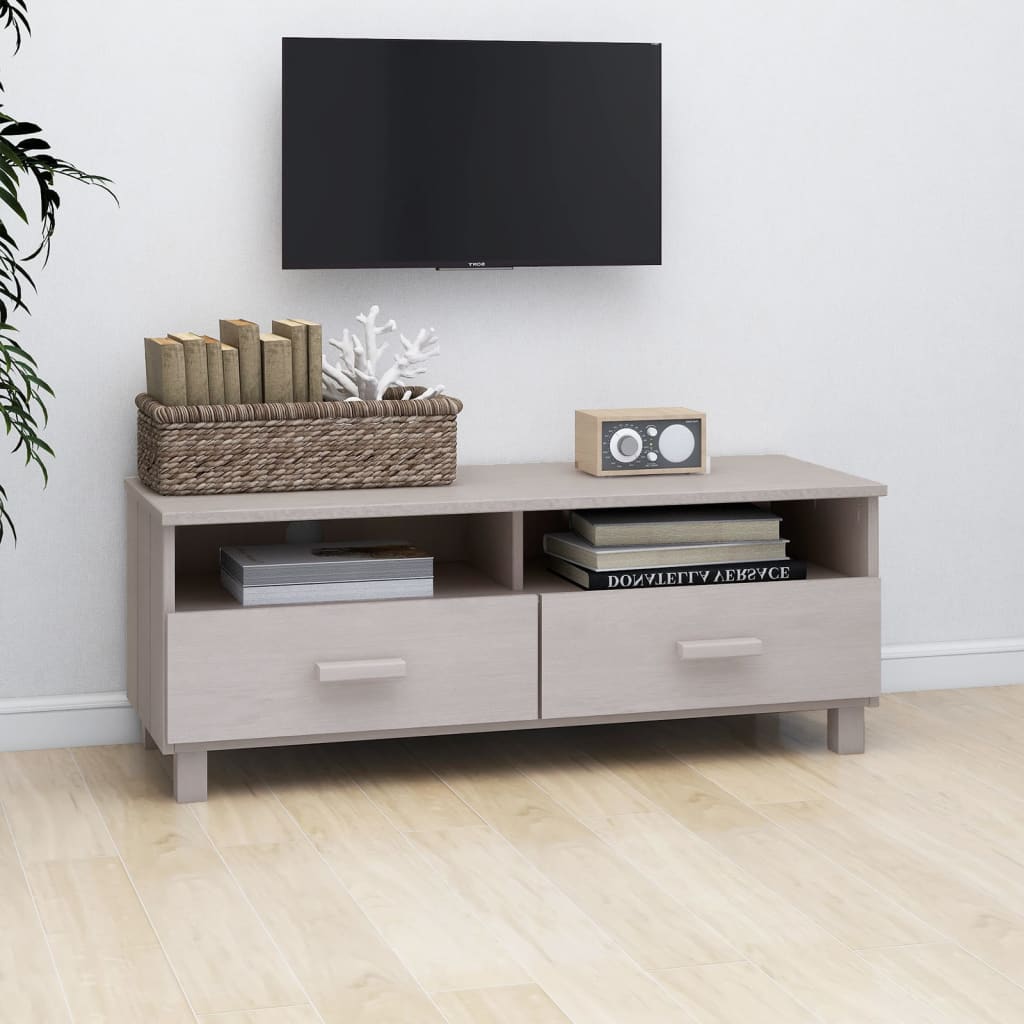 vidaXL TV Cabinet HAMAR Light Grey 106x40x40 cm Solid Wood Pine