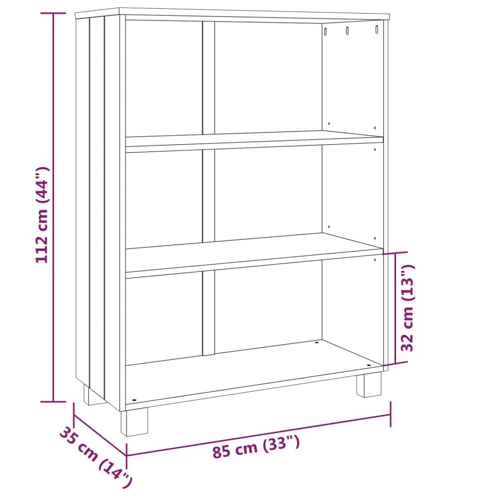 vidaXL Book Cabinet HAMAR Honey Brown 85x35x112 cm Solid Wood Pine