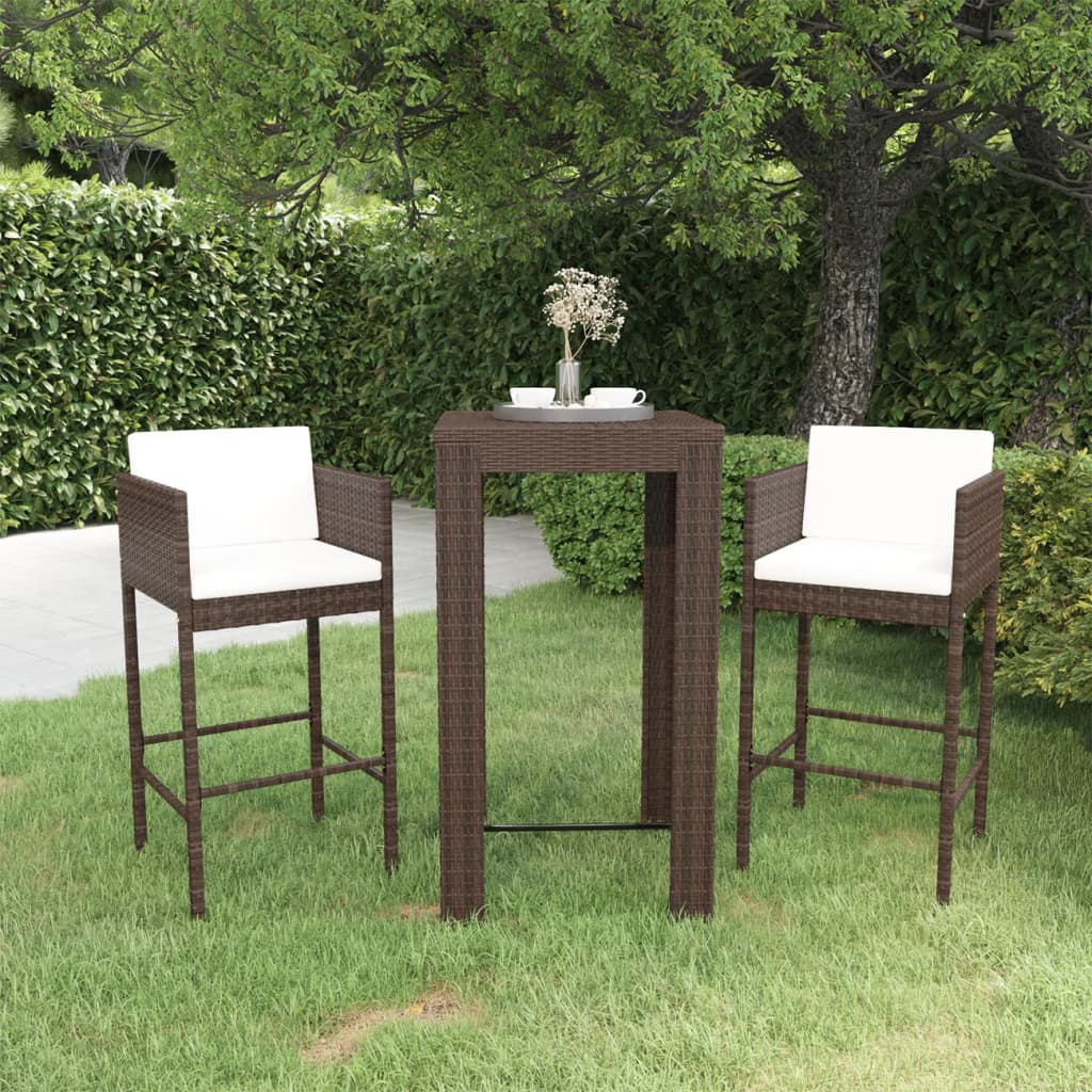 vidaXL 5 Piece Garden Bar Set with Cushions Poly Rattan Black