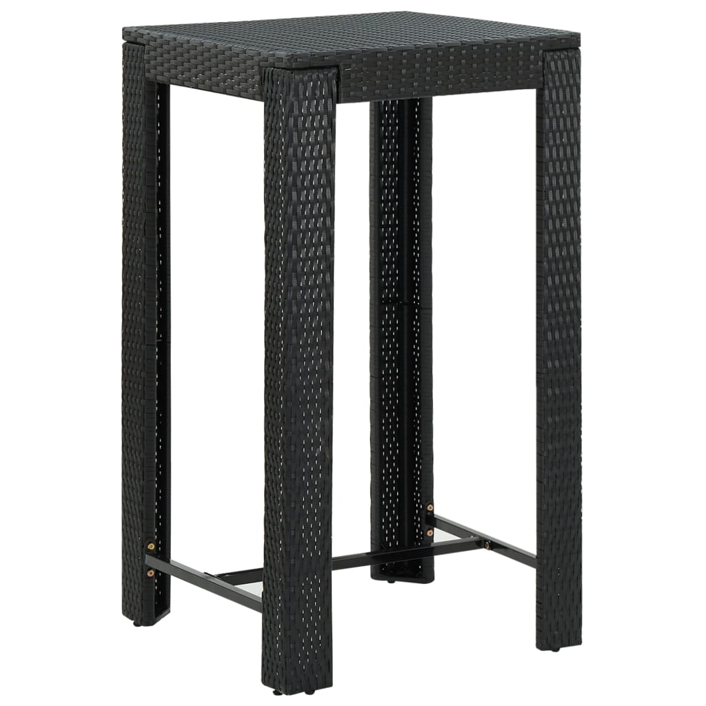 vidaXL 5 Piece Garden Bar Set with Cushions Poly Rattan Black