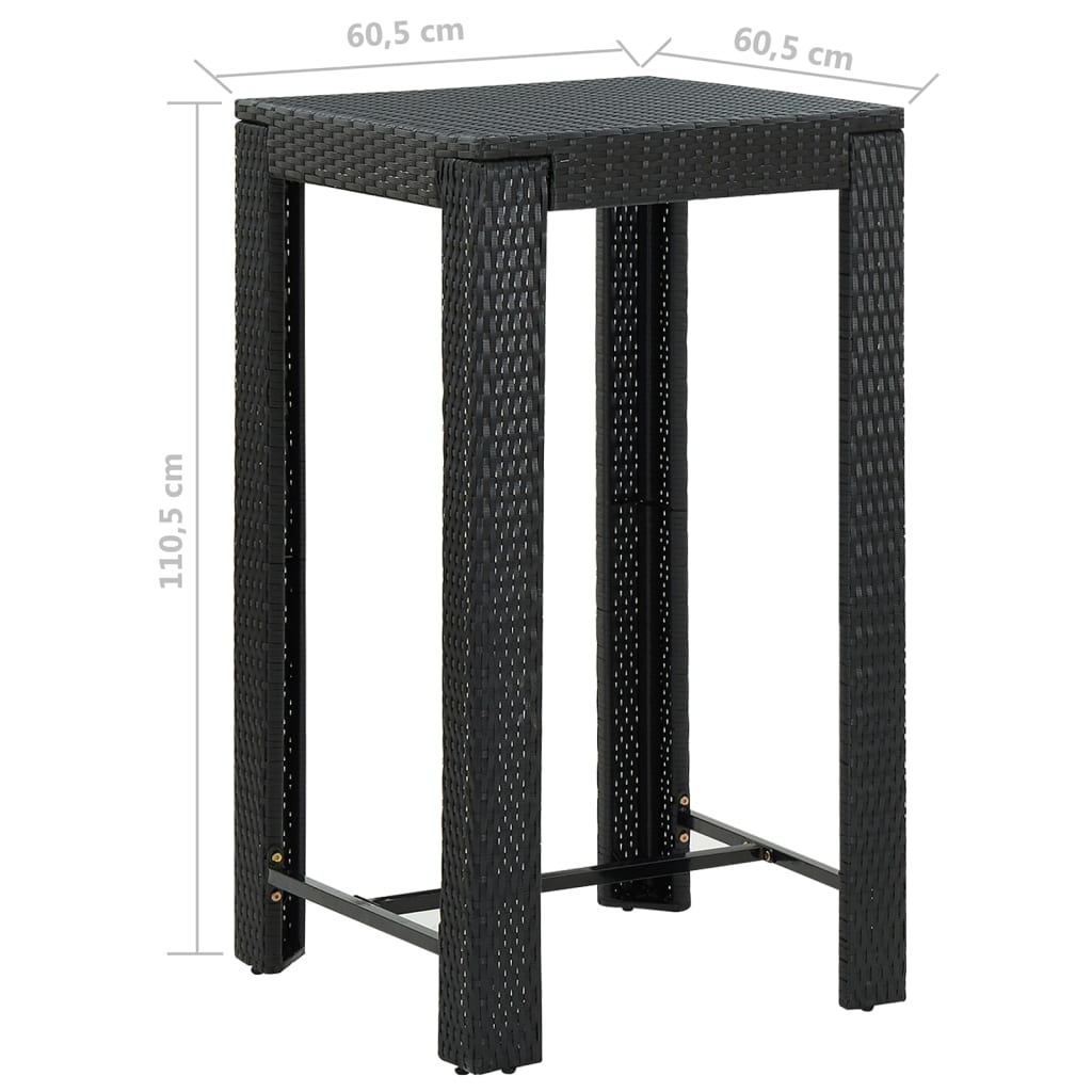vidaXL 5 Piece Garden Bar Set with Cushions Poly Rattan Black