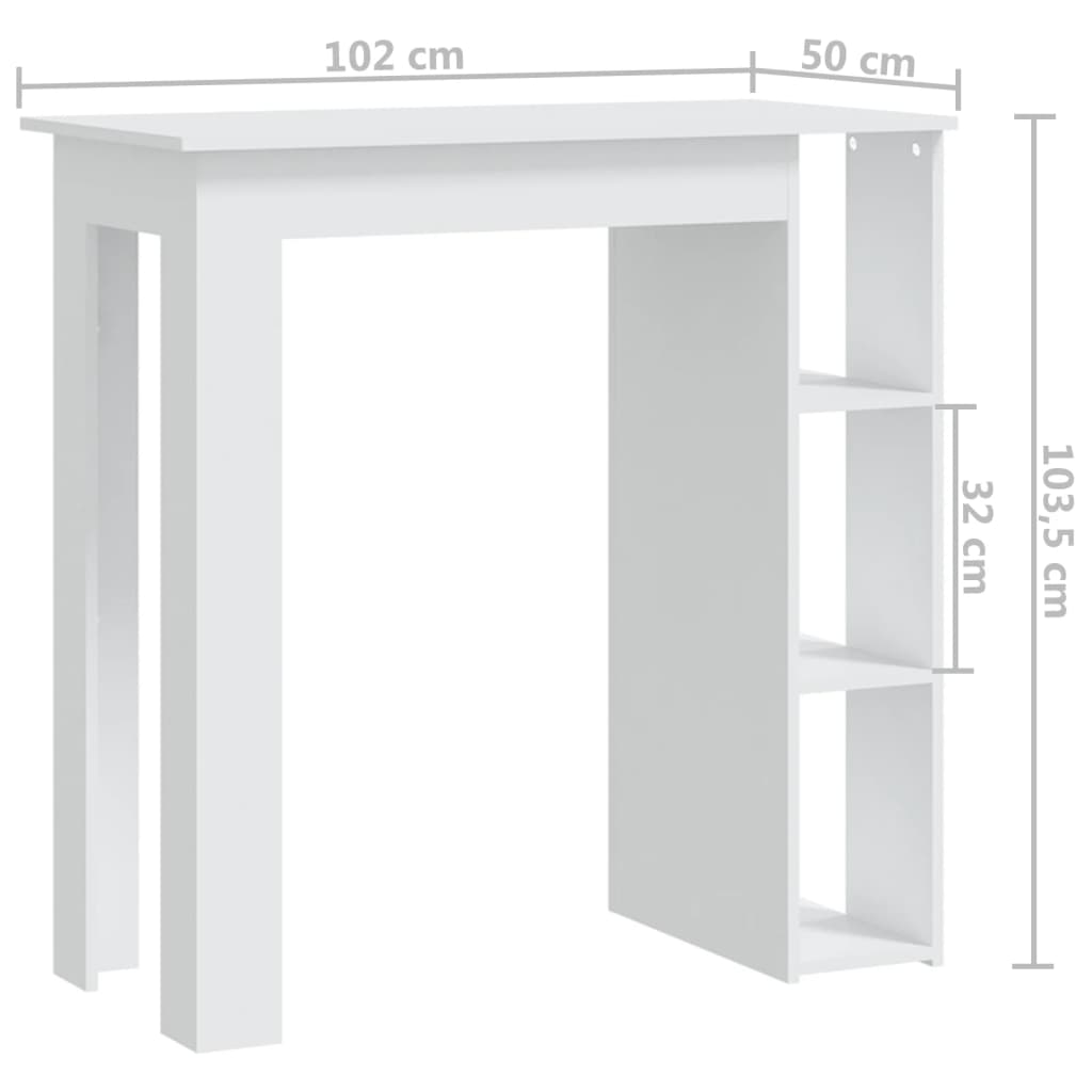 vidaXL Bar Table with Shelf Black 102x50x103.5 cm Engineered Wood